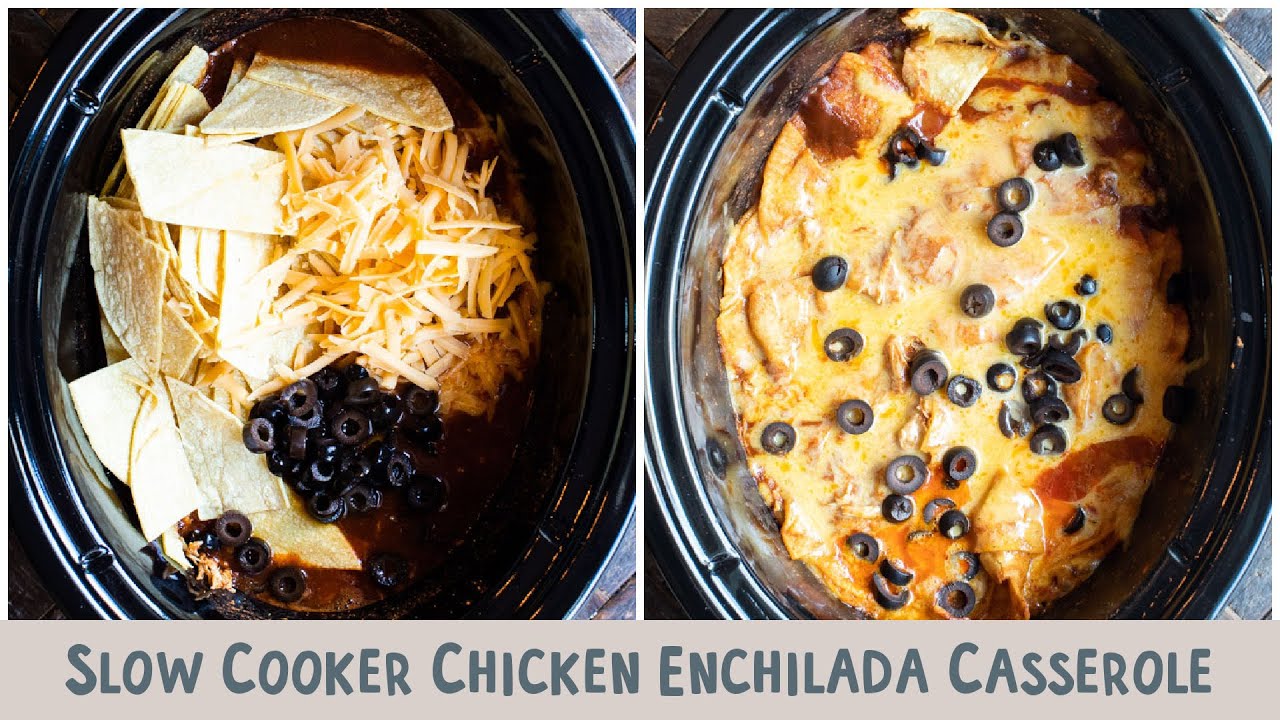 Slow Cooker Chicken Enchilada Casserole🍗🧀🌶️{One of my most popular recipes!}