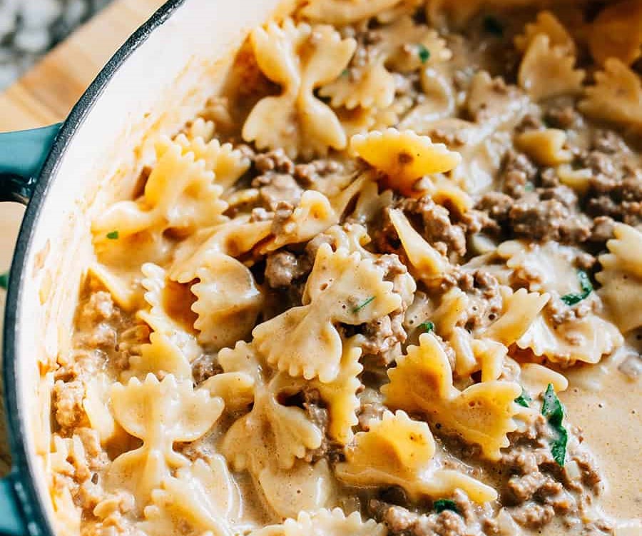 Creamy Beef and Bowtie Pasta