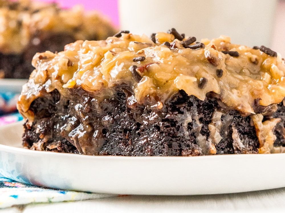German Chocolate Poke Cake