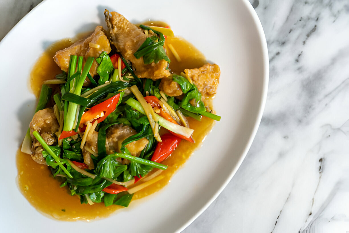 Ginger Onion Fried Sea Bass