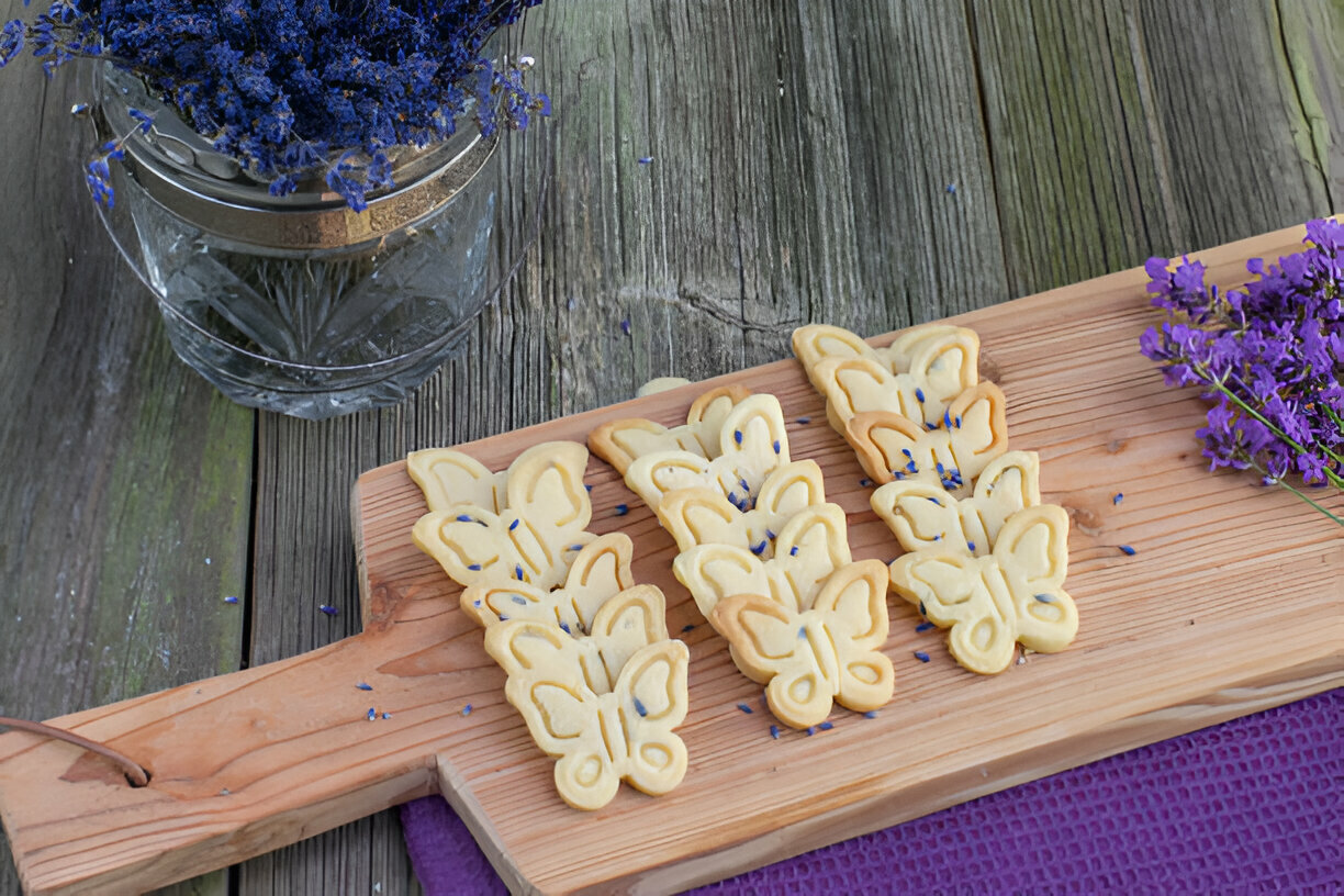 Iced Lemon Lavender Shortbread Cookies