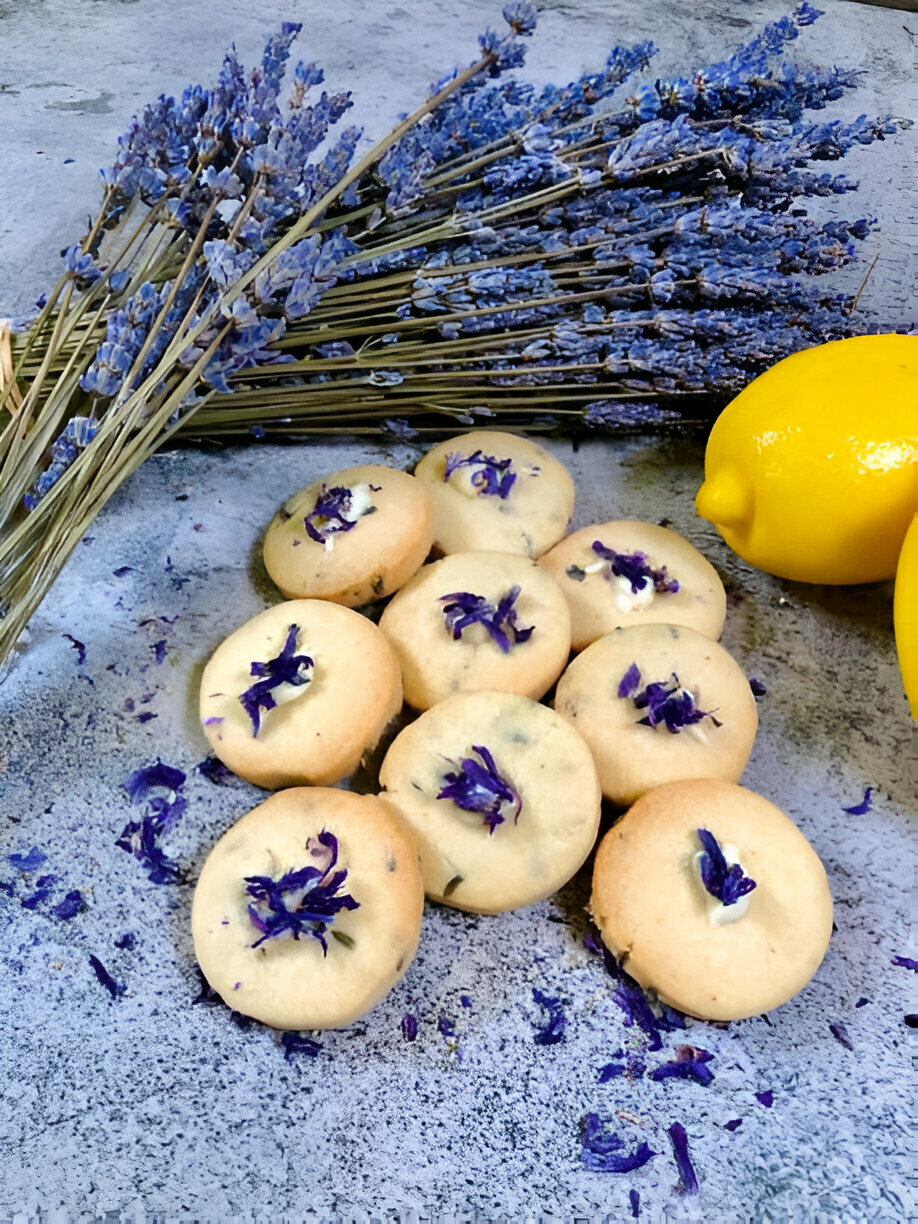 Iced Lemon Lavender Shortbread Cookies