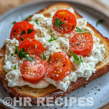 5-Ingredient Ricotta and Tomato Sourdough Toast taken with iphone 15 pro max --iw 2 --ar 4:5 --v 6.1 --raw