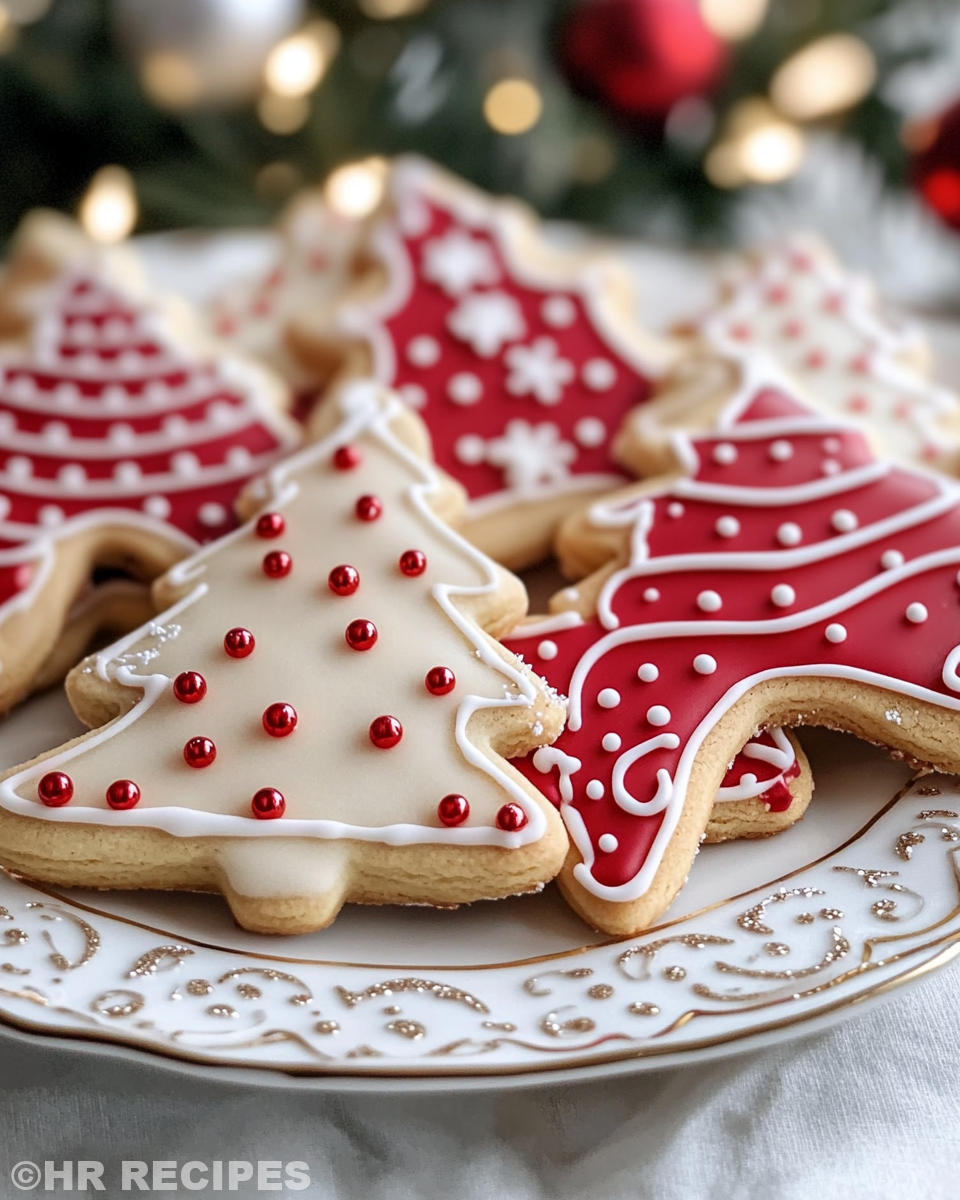 Close up of freshly baked Christmas cookies with sprinkles and nuts