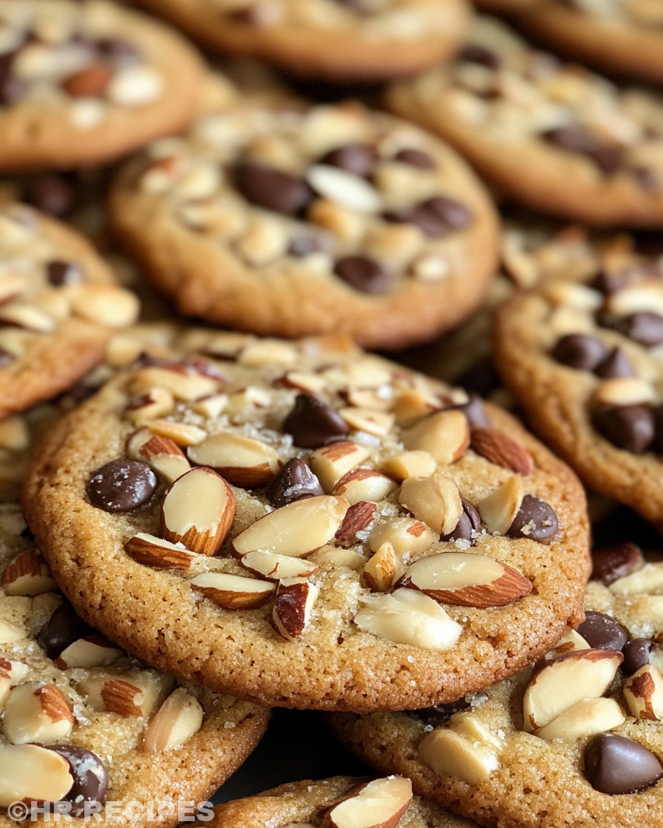 Ingredients and dough balls for almond cookies ready to bake