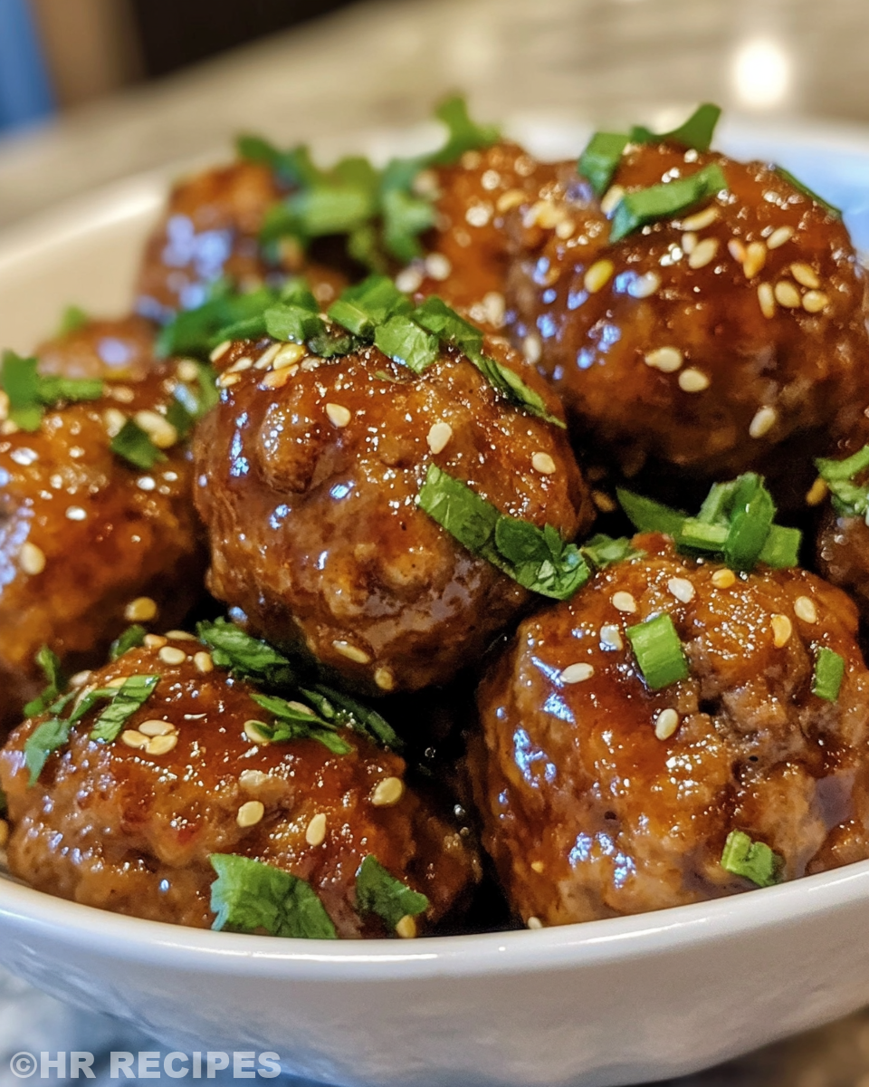 Fresh ingredients for Asian meatballs recipe including ground pork, green onions, garlic, and sauces