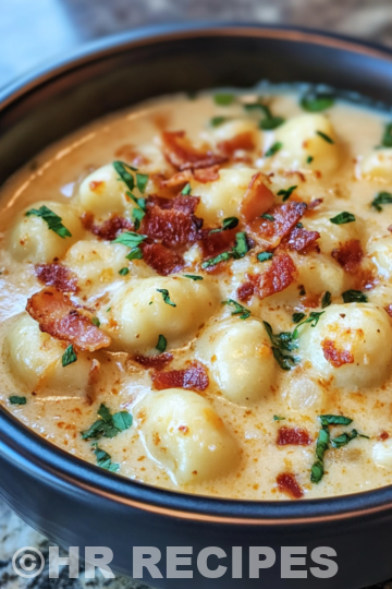 Bacon Cheddar Gnocchi Soup A Rich And Creamy Comfort Meal taken with iphone 15 pro max --iw 2 --ar 4:5 --v 6.1 --raw