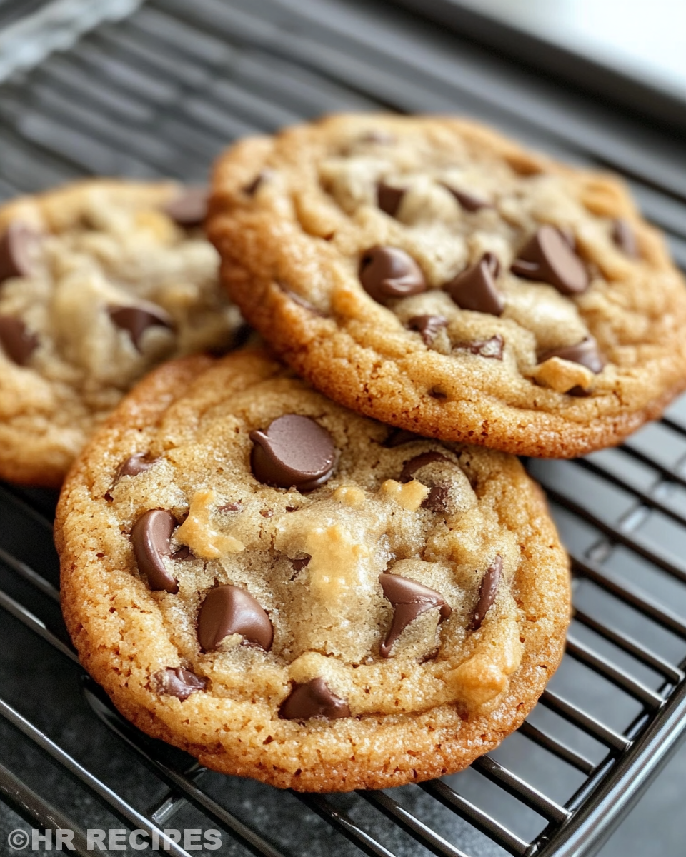 Freshly baked bakery-style chocolate chip cookies cooling
