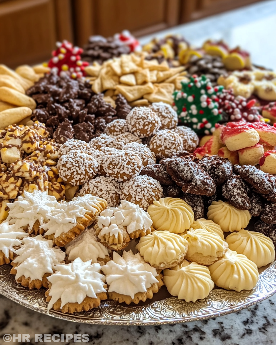 Serving of soft Italian Christmas cookies with powdered sugar dusting