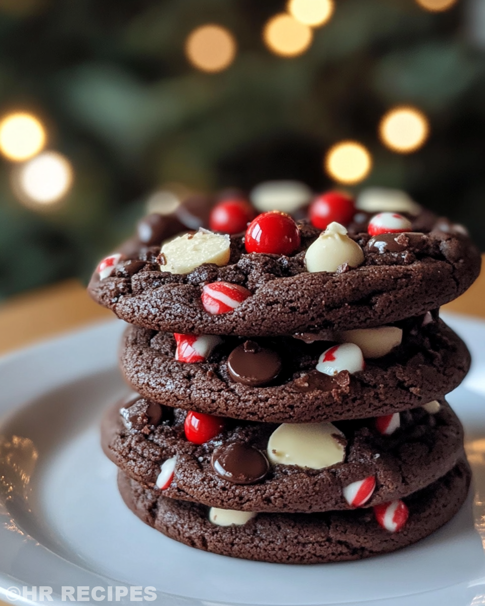 Black Forest Thumbprint Cookies topped with whipped cream and chocolate shavings served on plate