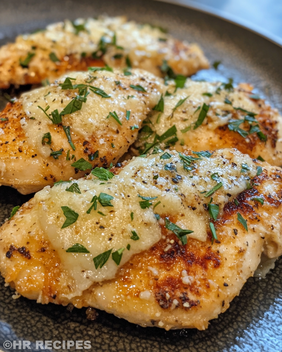 Close-up of garlic parmesan chicken cooking in blackstone