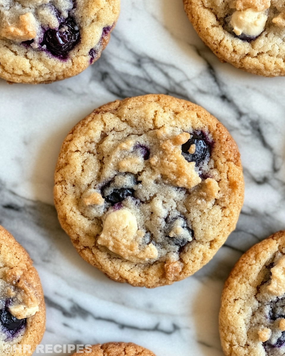 Close up of the final blueberry muffin cookie with streusel topping