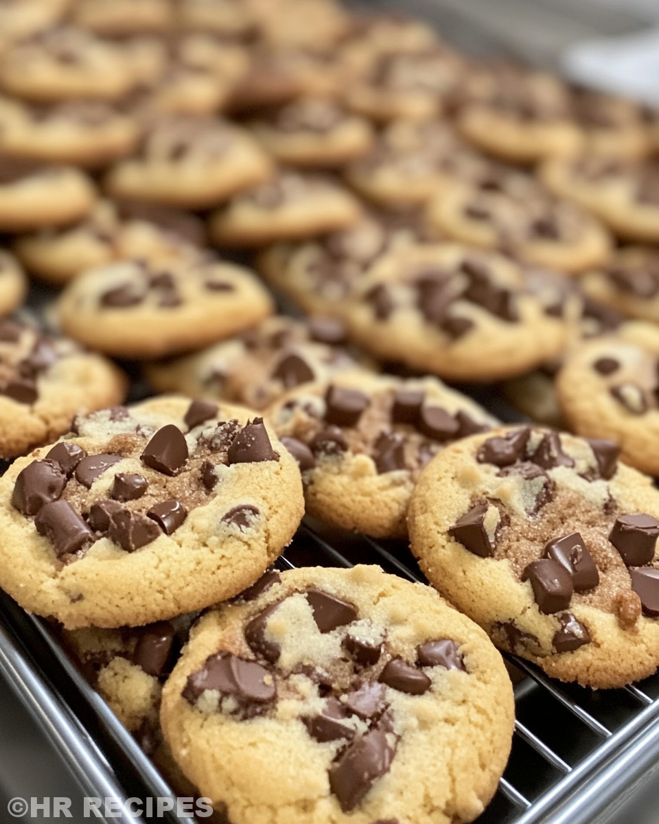 Freshly baked brookies cooling with gooey chocolate pockets
