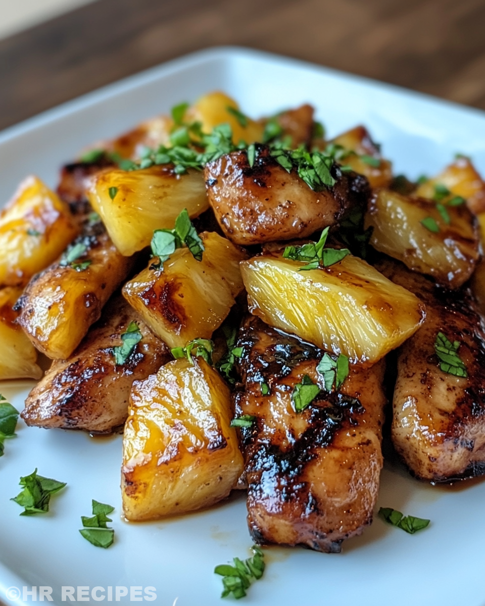 Ingredients for brown sugar pineapple chicken recipe compiled on kitchen counter