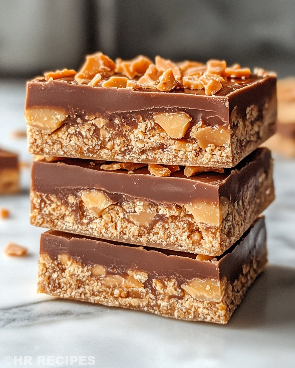 Butterfinger caramel crunch bars fresh from the pressure cooker with golden caramel layers