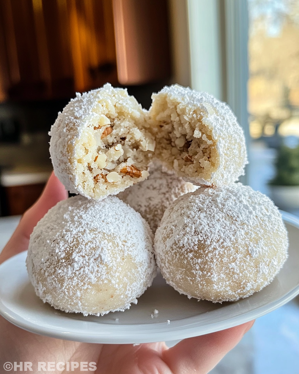 Mixing ingredients for pecan snowball cookies