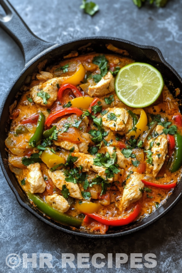 Cheesy Baja Chicken Bell Pepper Skillet taken with iphone 15 pro max --iw 2 --ar 4:5 --v 6.1 --raw
