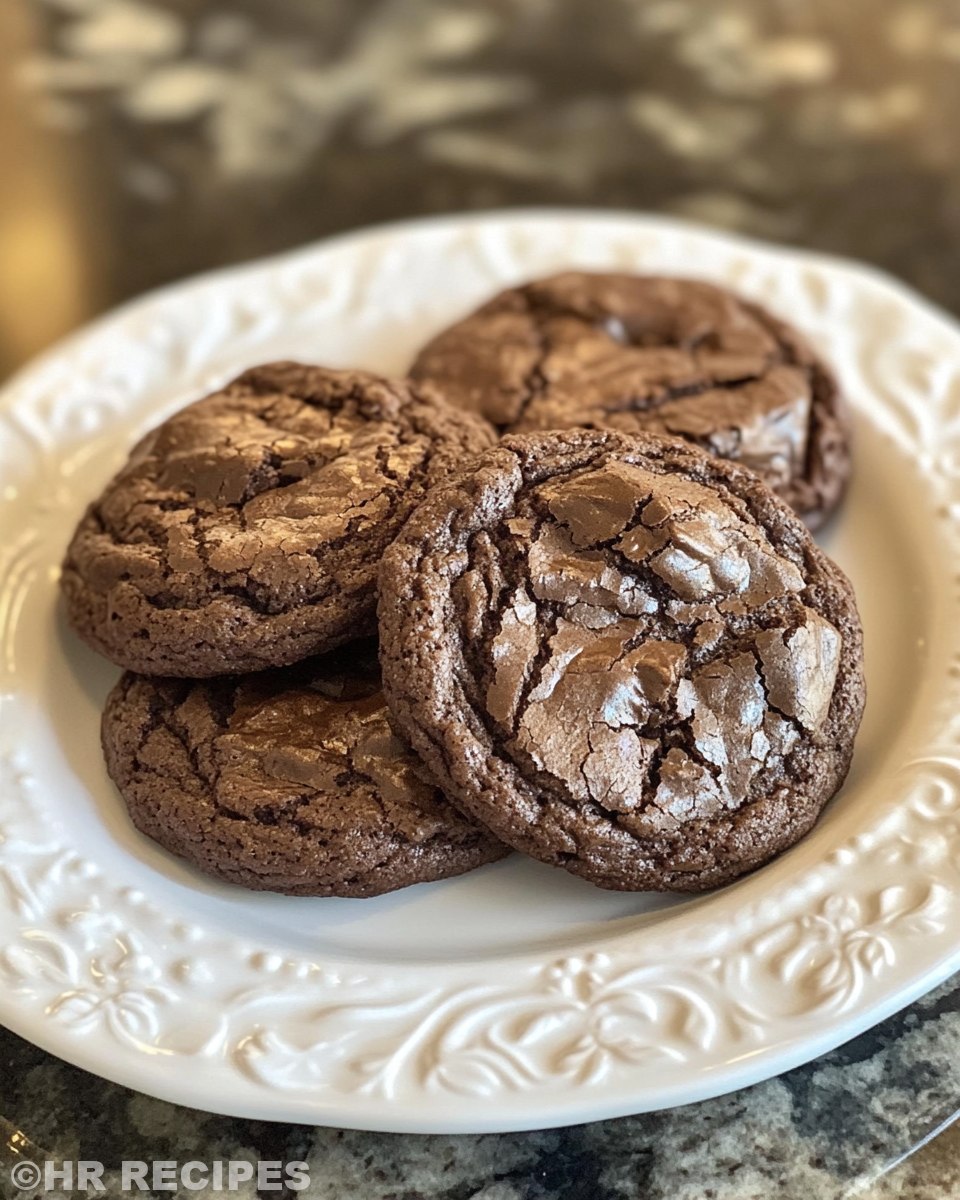 Plate of freshly baked chocolate espresso cookies ready to enjoy