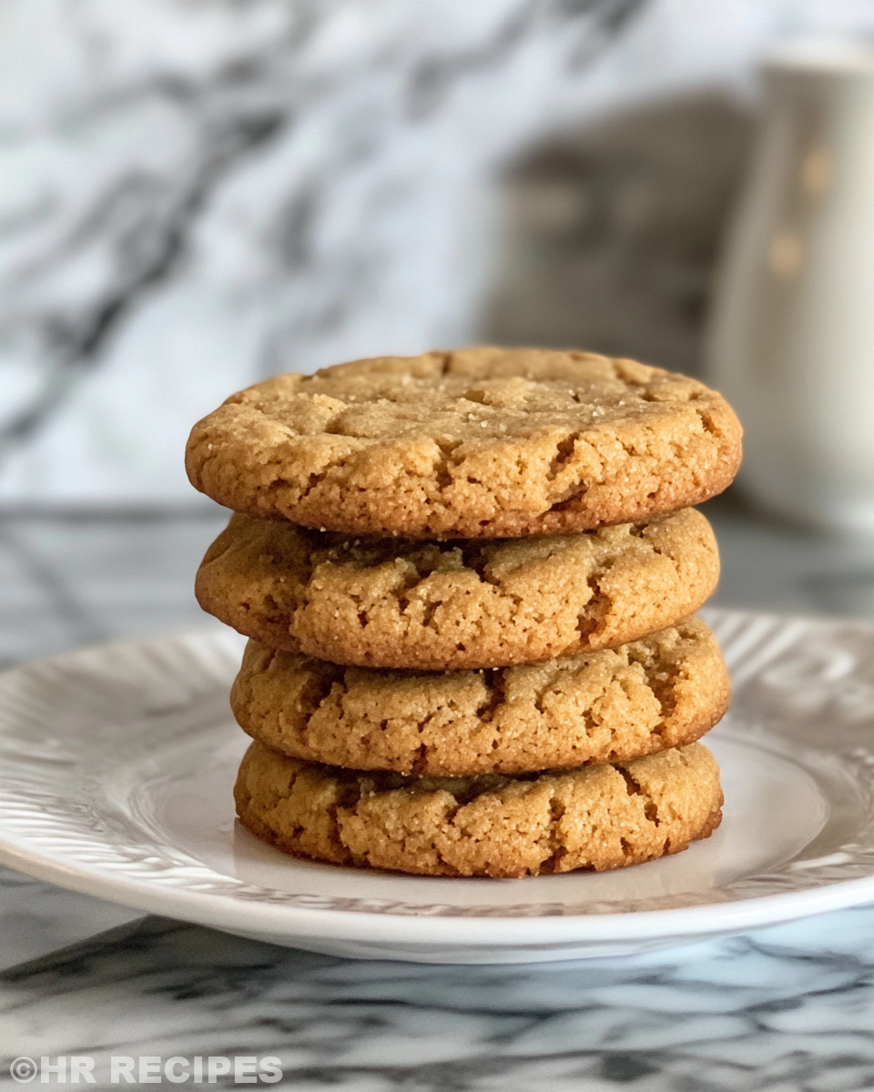 Ingredients for creamy peanut butter cookies laid out on a kitchen counter