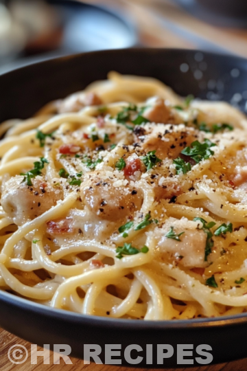 Chicken Carbonara taken with iphone 15 pro max --iw 2 --ar 4:5 --v 6.1 --raw