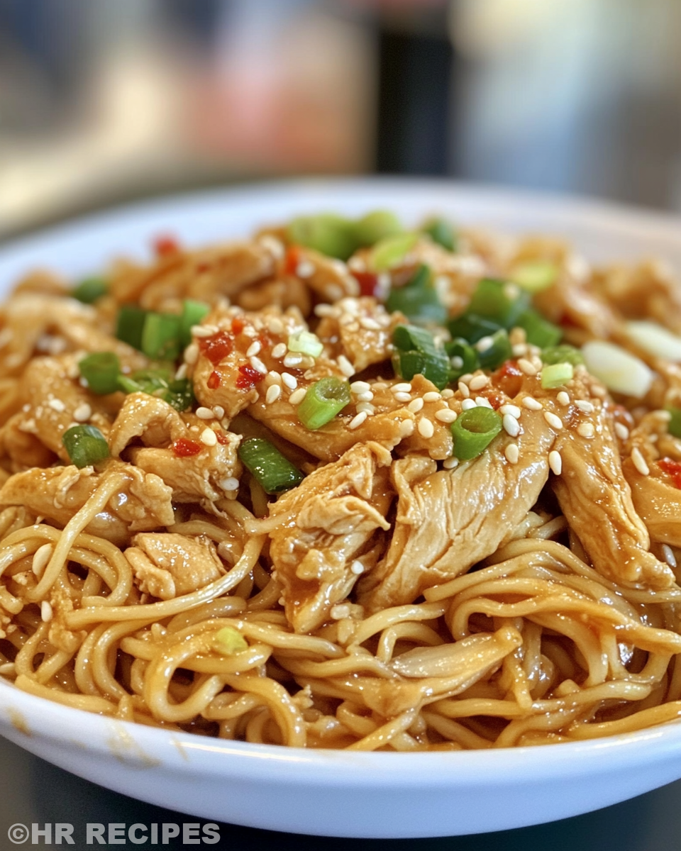 Delicious chicken chow mein cooking in pressure cooker