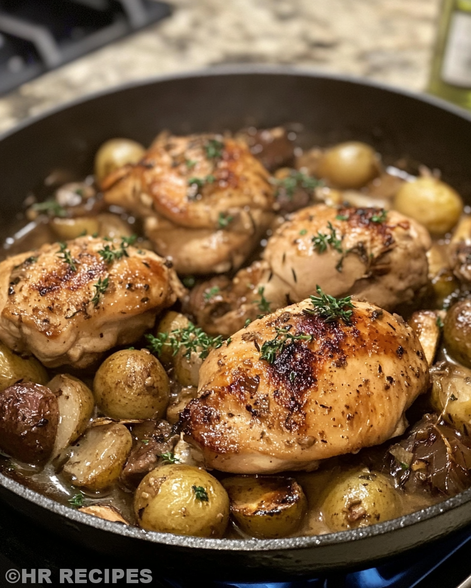 Ingredients simmering in skillet during pressure cooker process