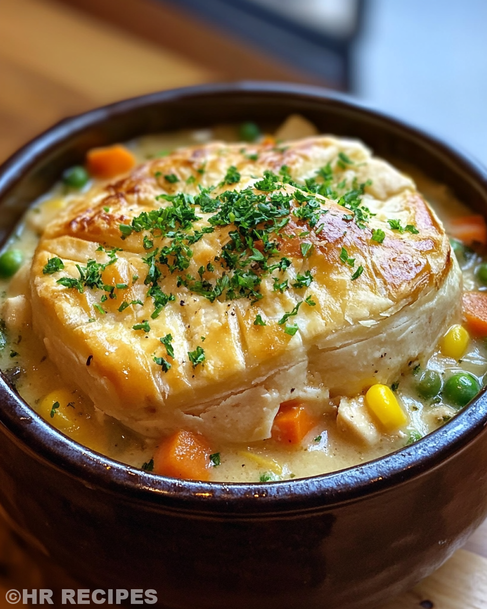 Steam rising from pressure cooker as it starts cooking chicken pot pie soup