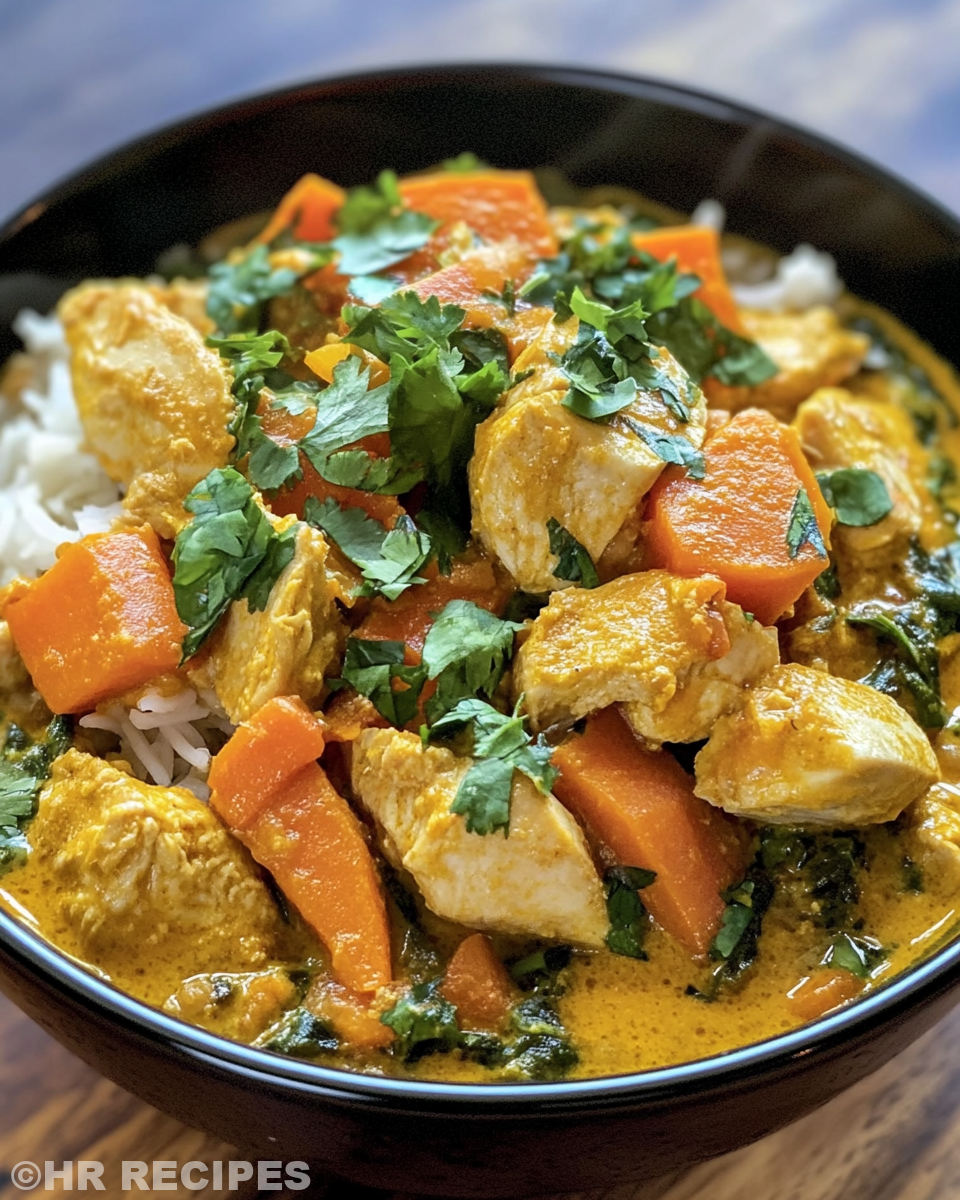 Ingredients for chicken sweet potato curry laid out