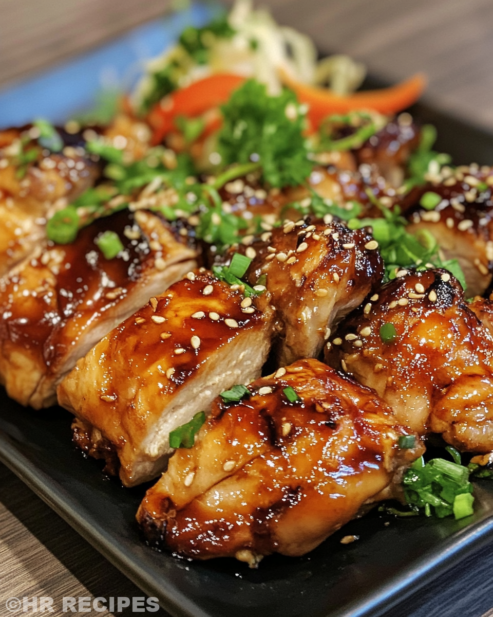 Freshly prepared teriyaki sauce ingredients and chicken breasts in baking dish