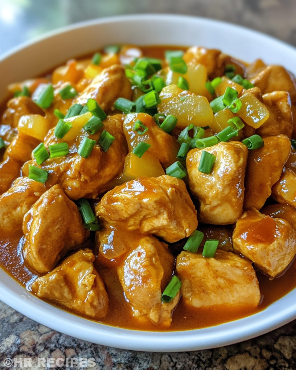 Cooking Chinese chicken curry sauce with spices and onions in pan