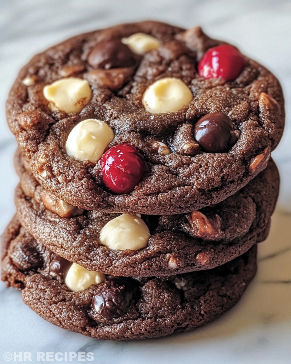 Ingredients for chocolate cherry cookies recipe