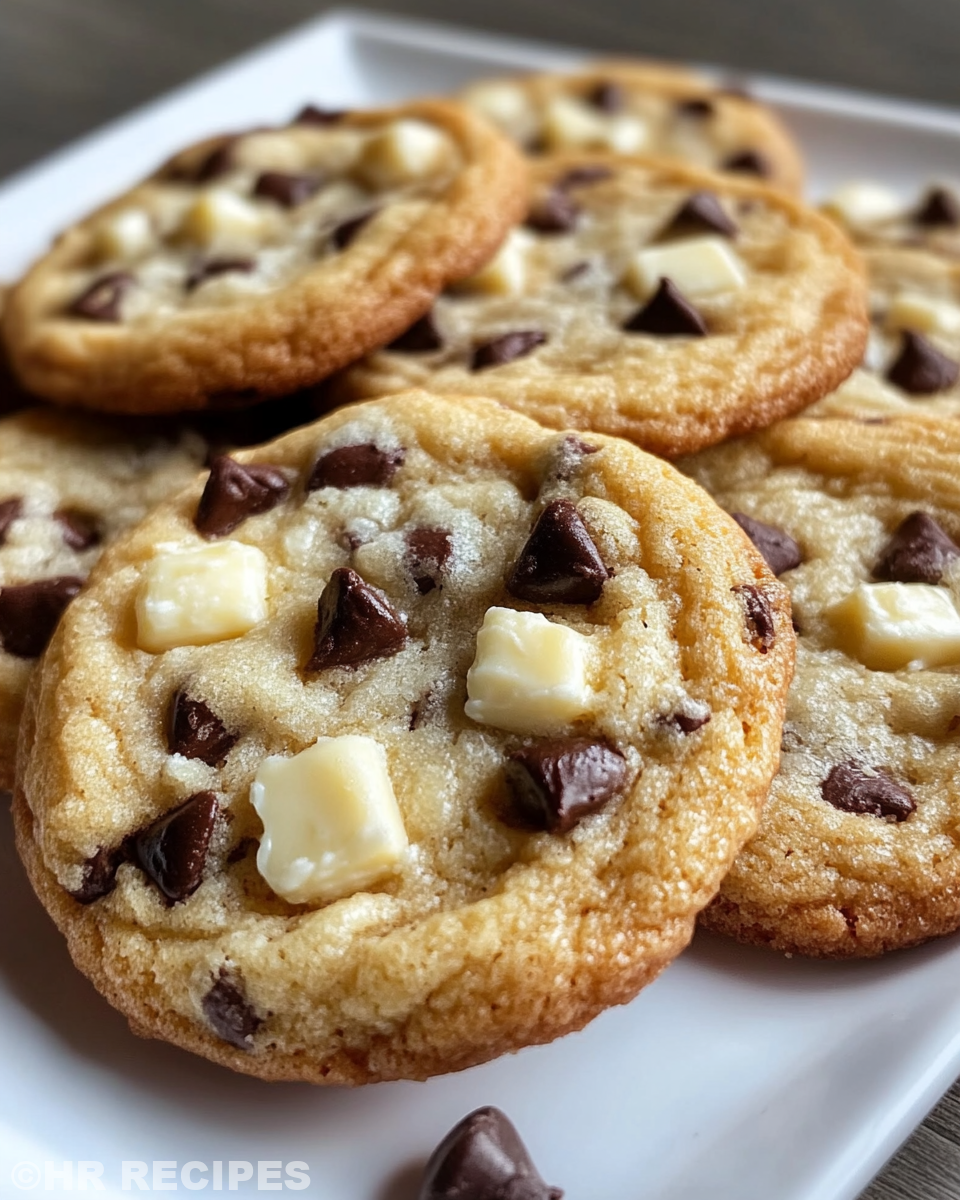 Sliced chocolate chip cookie dough cheesecake served on a plate