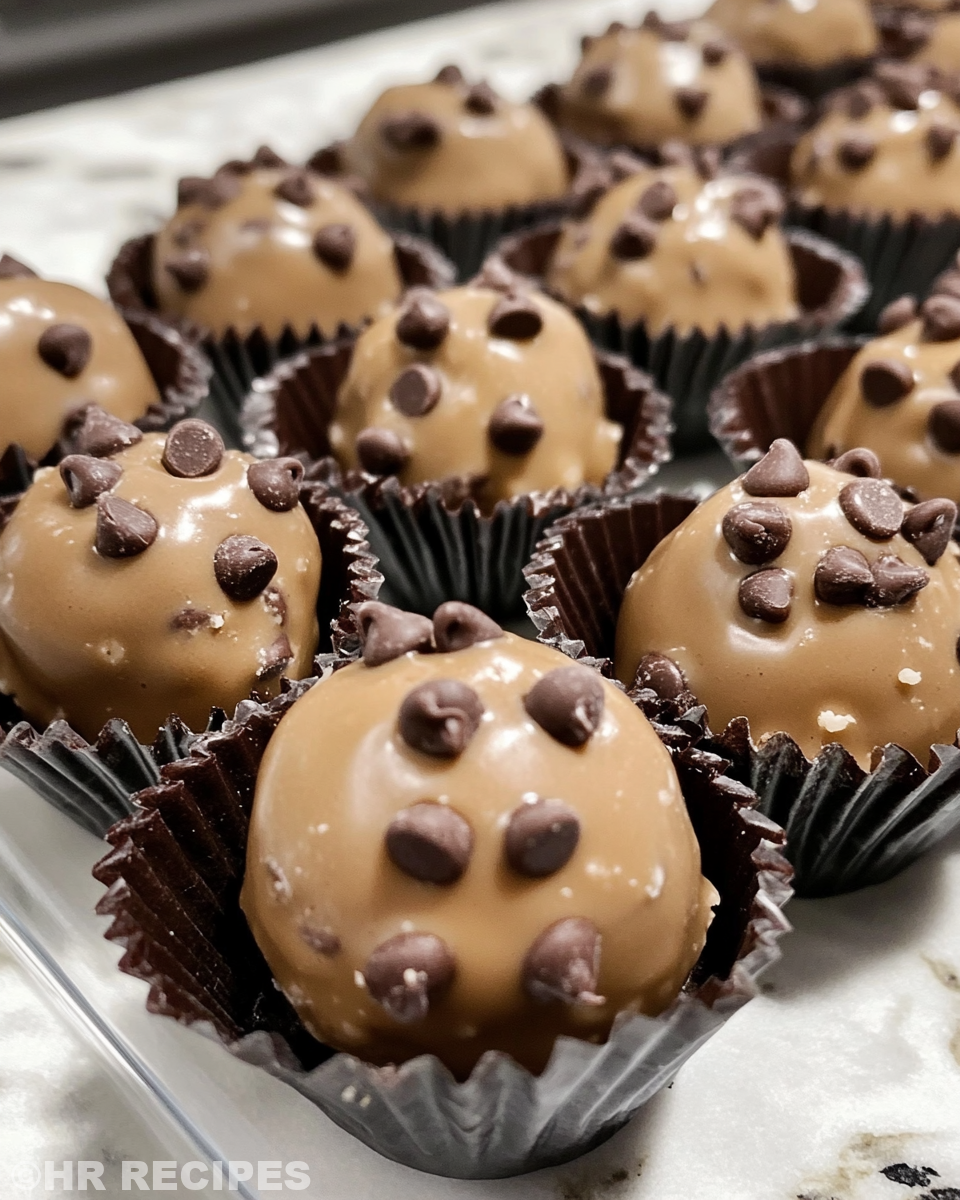 Close-up of chocolate chip cookie dough truffles fresh in pressure cooker