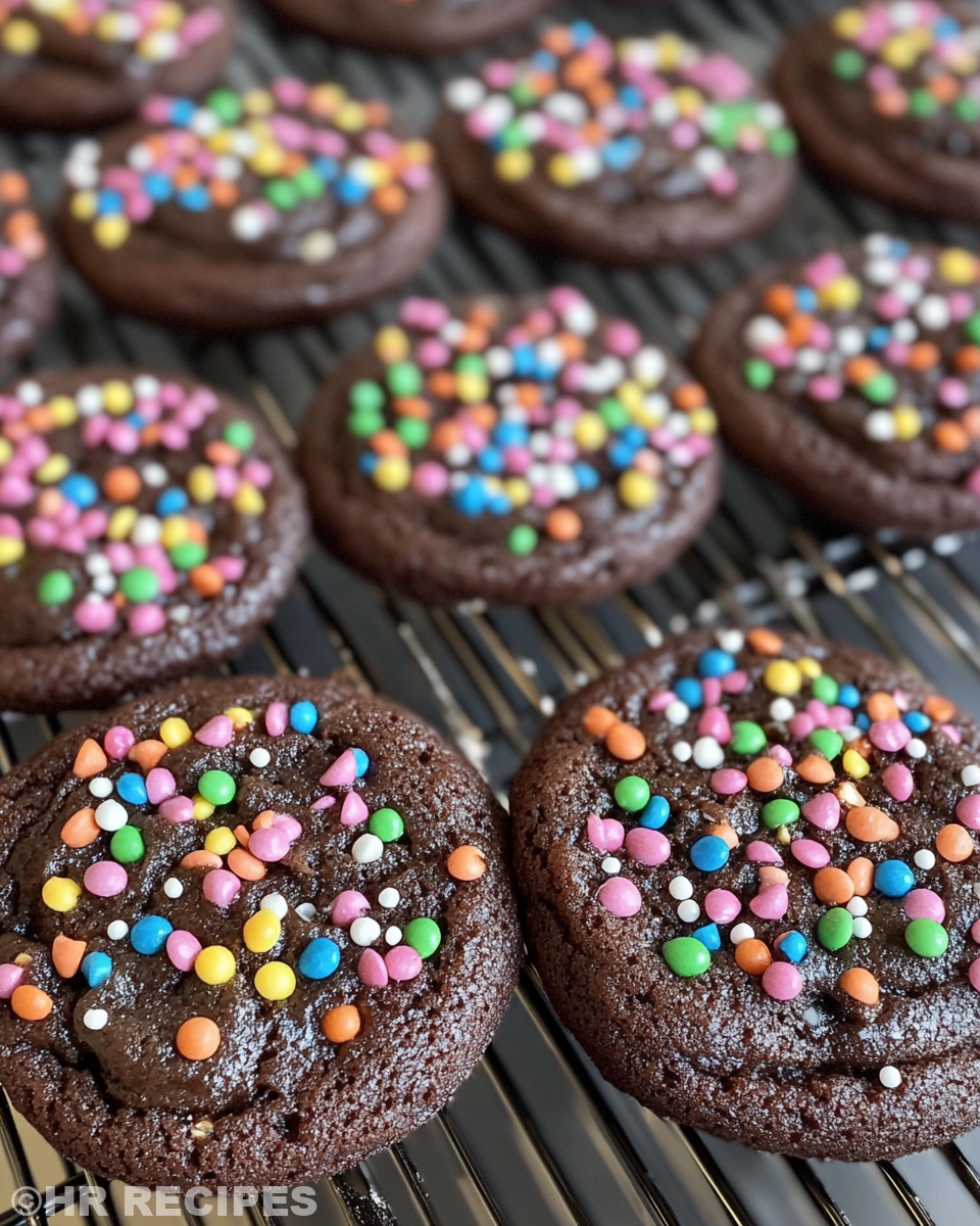 Rolling chocolate cookie dough balls in granulated sugar