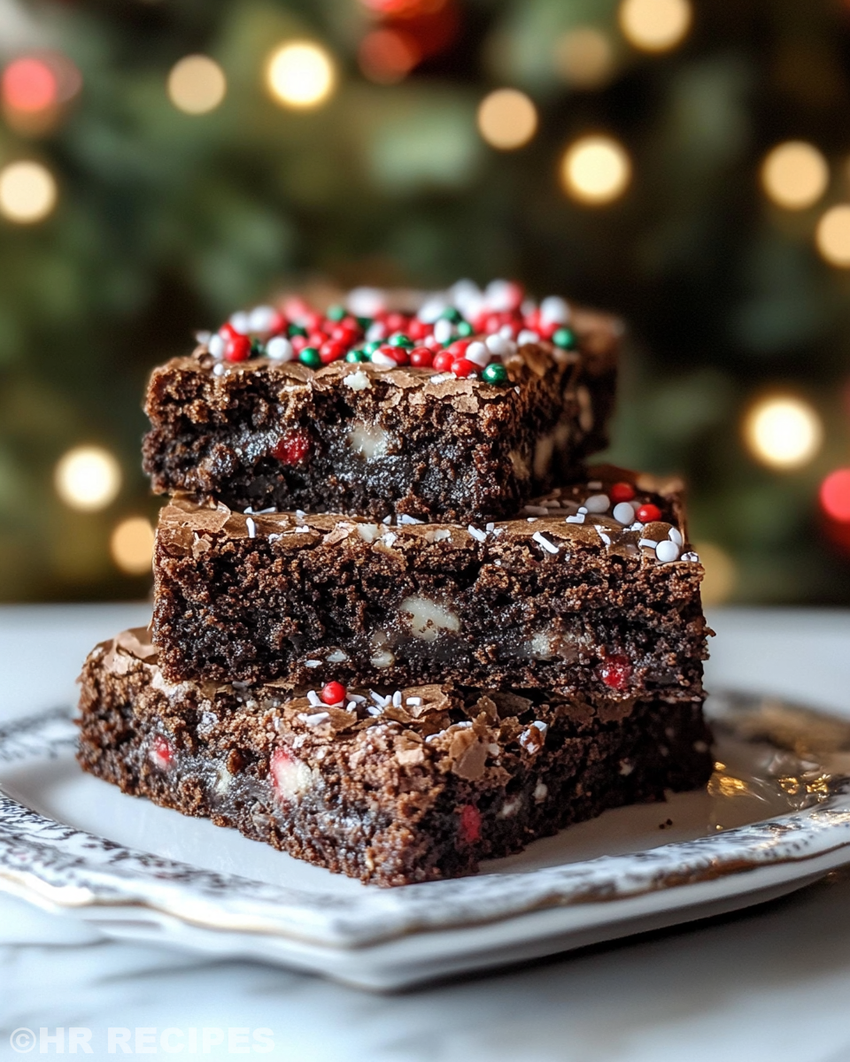 Decorated Christmas present brownies ready to enjoy