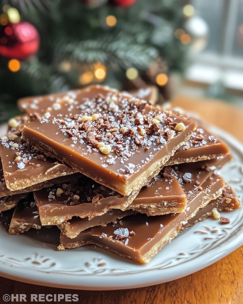 Finished Christmas toffee pieces served and ready to enjoy