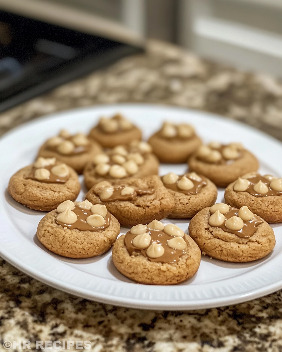 Melty chocolate kissed peanut butter blossoms cookies ready to eat