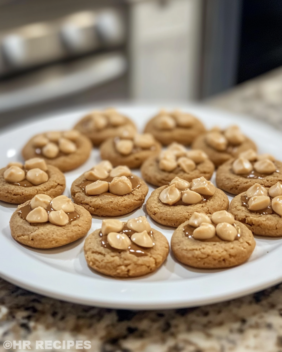 Classic peanut butter blossoms fresh and warm in kitchen