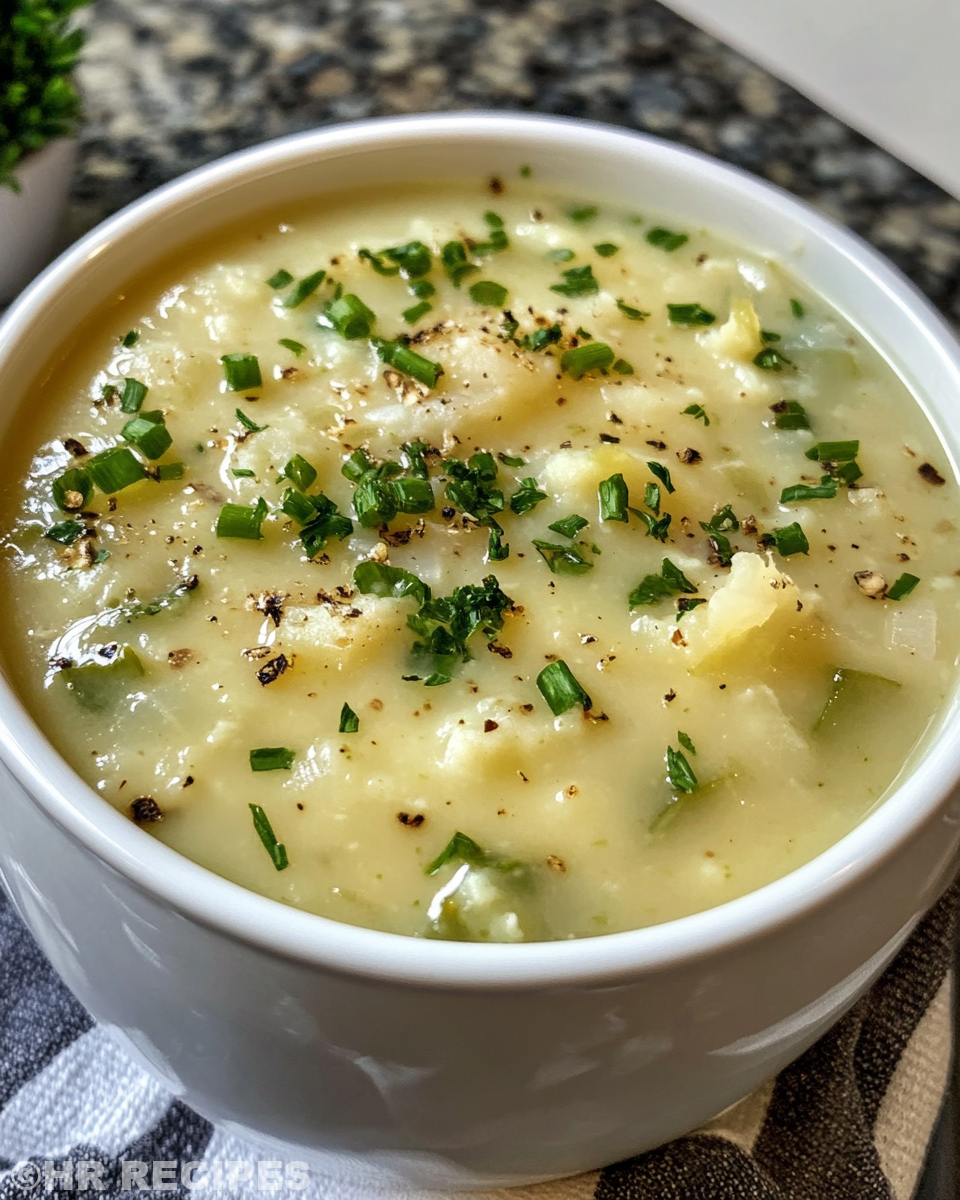 Creamy vegan colcannon soup simmering in pressure cooker with steam rising