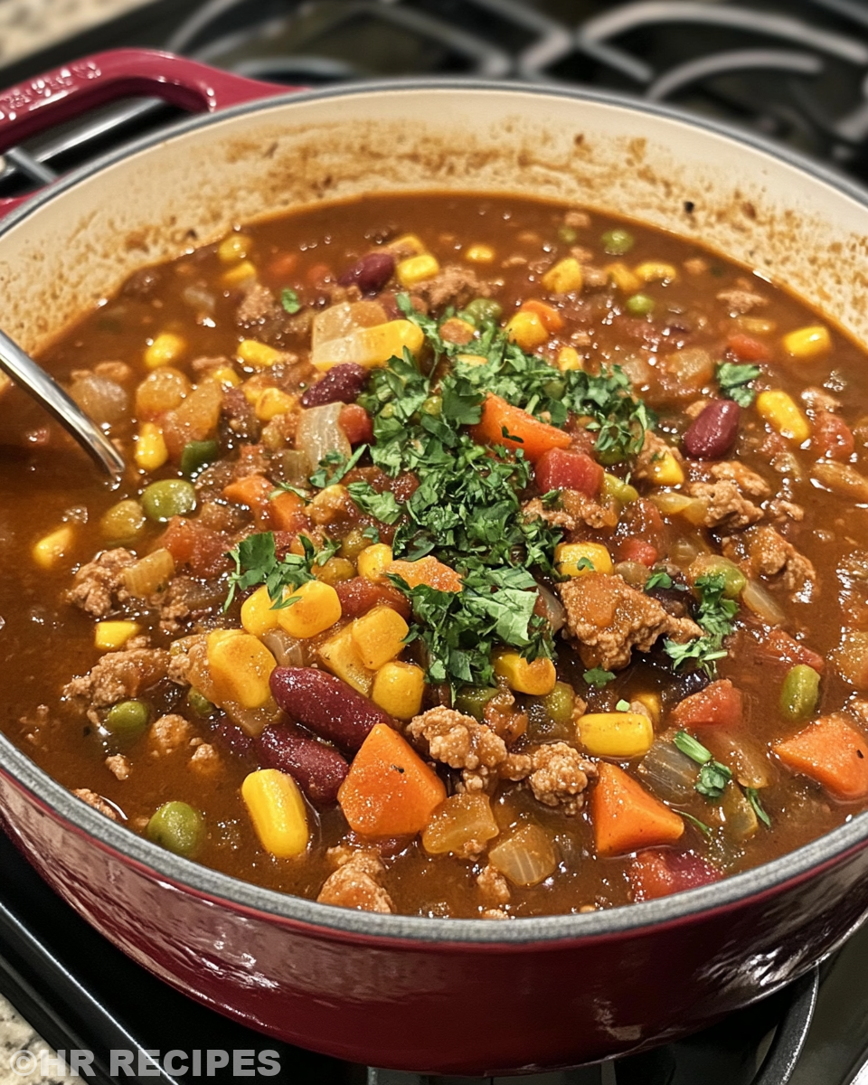 Ingredients for cowboy stew prepared and ready