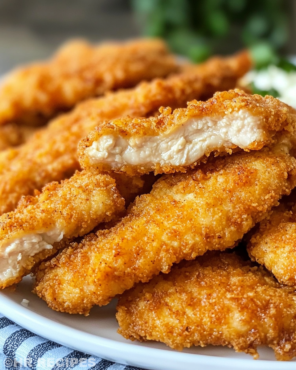 Crispy golden brown crack chicken tenders served fresh