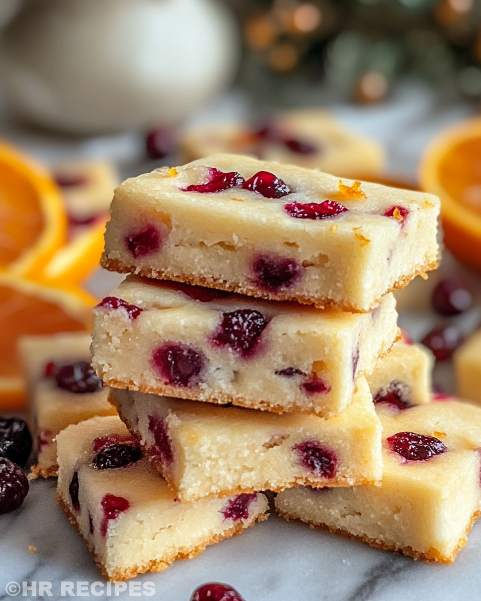 Fresh cranberry orange shortbread cookies in buttery dough