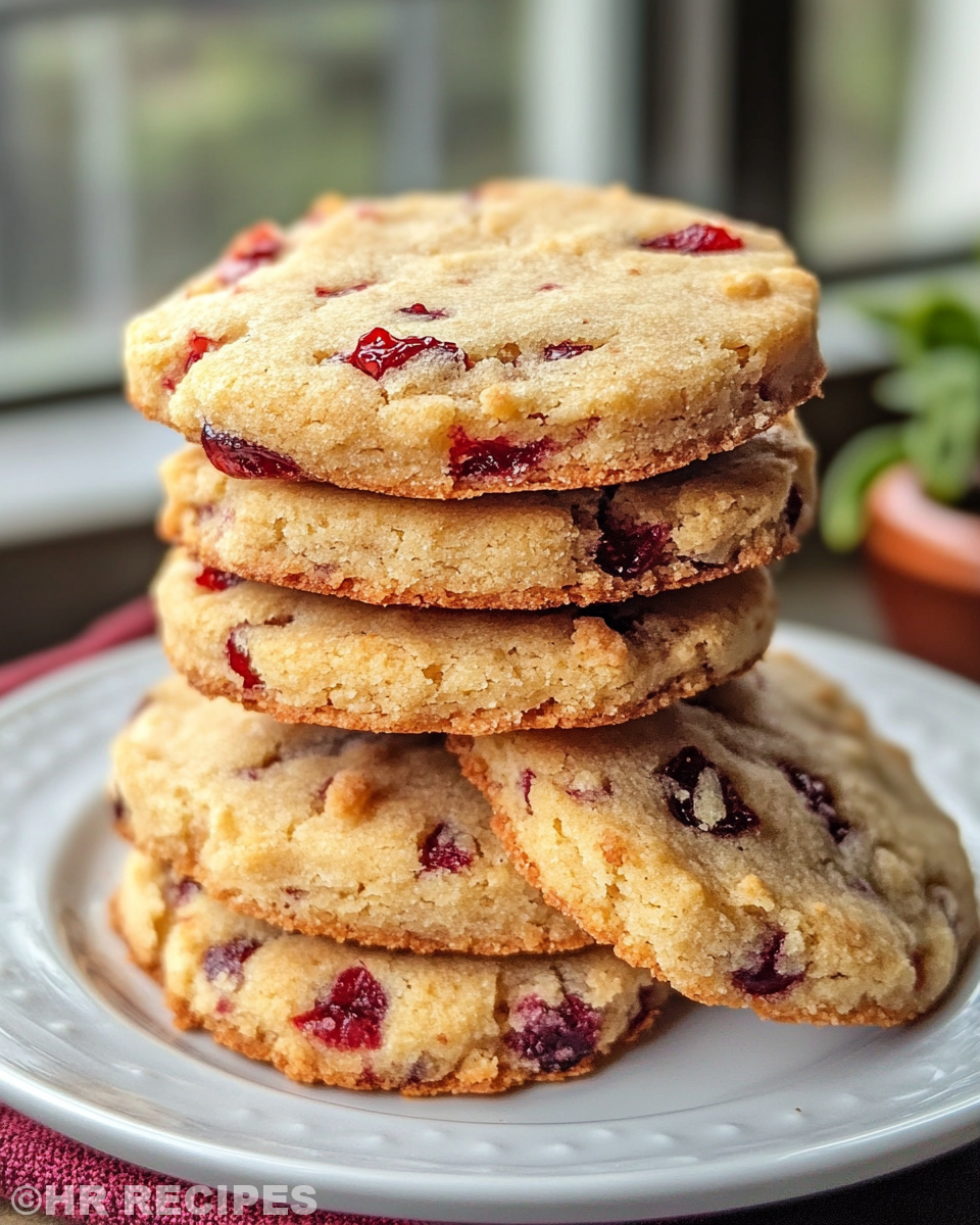 Fresh cranberry orange shortbread cookies cooling after baking