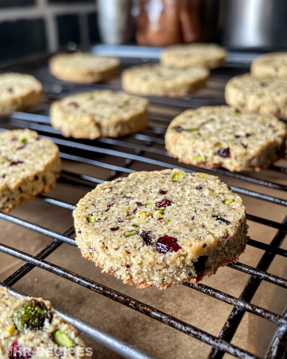 Fresh cranberry pistachio shortbread cookie dough in pressure cooker