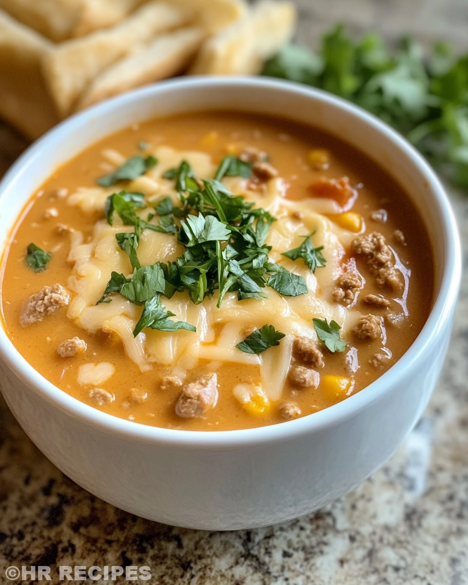 Bowl of creamy cowboy soup served and ready