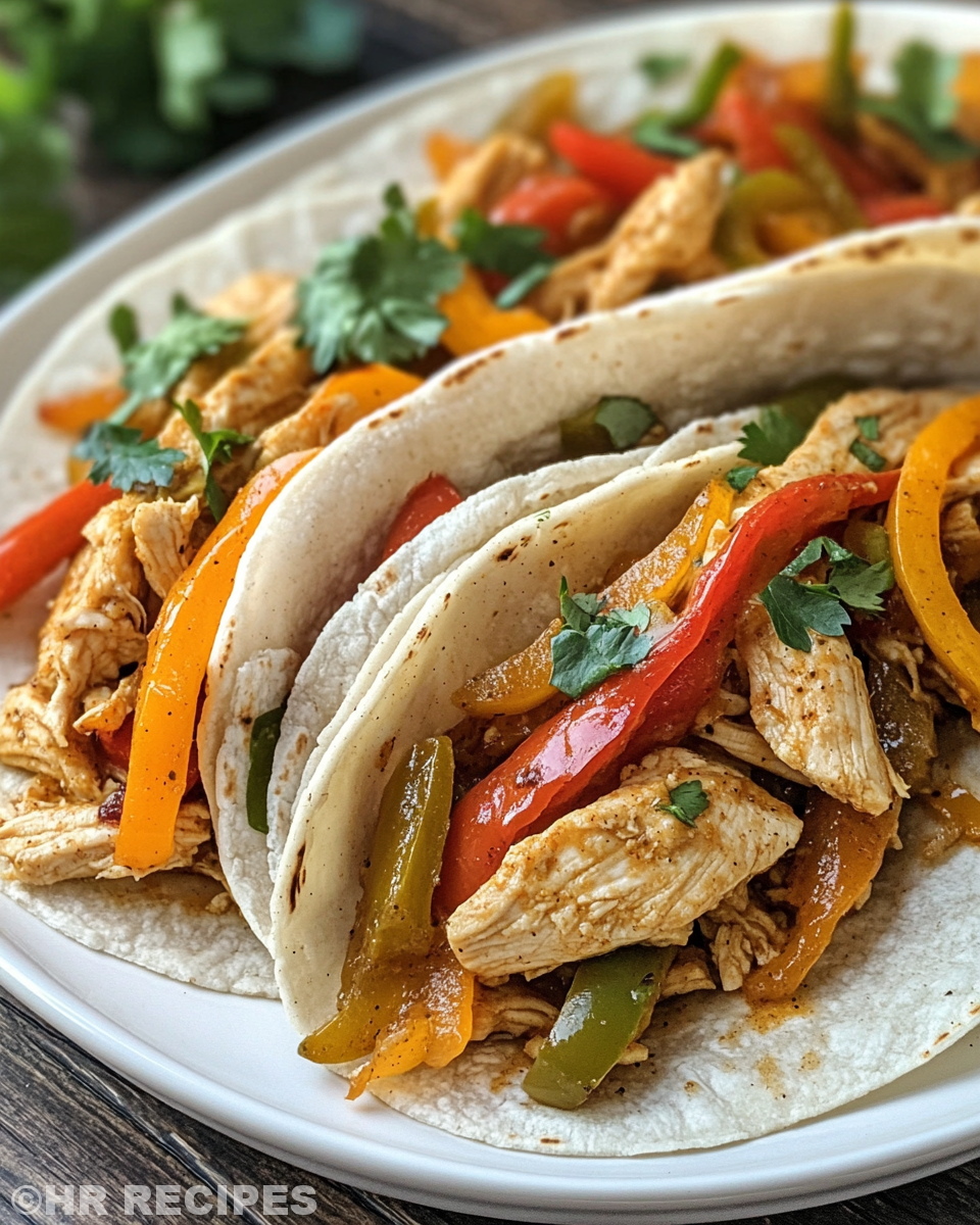 Pressure cooker chicken fajitas in pot, with steam and aroma