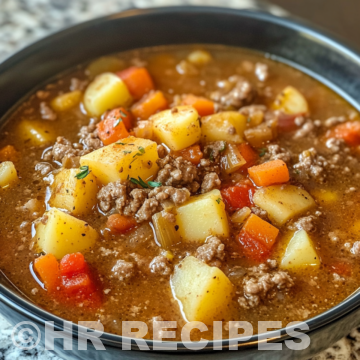 Crock Pot Hamburger Potato Soup taken with iphone 15 pro max --iw 2 --ar 4:5 --v 6.1 --raw