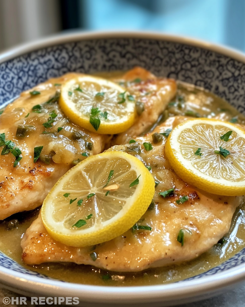 Ingredients laid out for slow cooker lemon chicken piccata including chicken breasts, noodles, and lemon juice