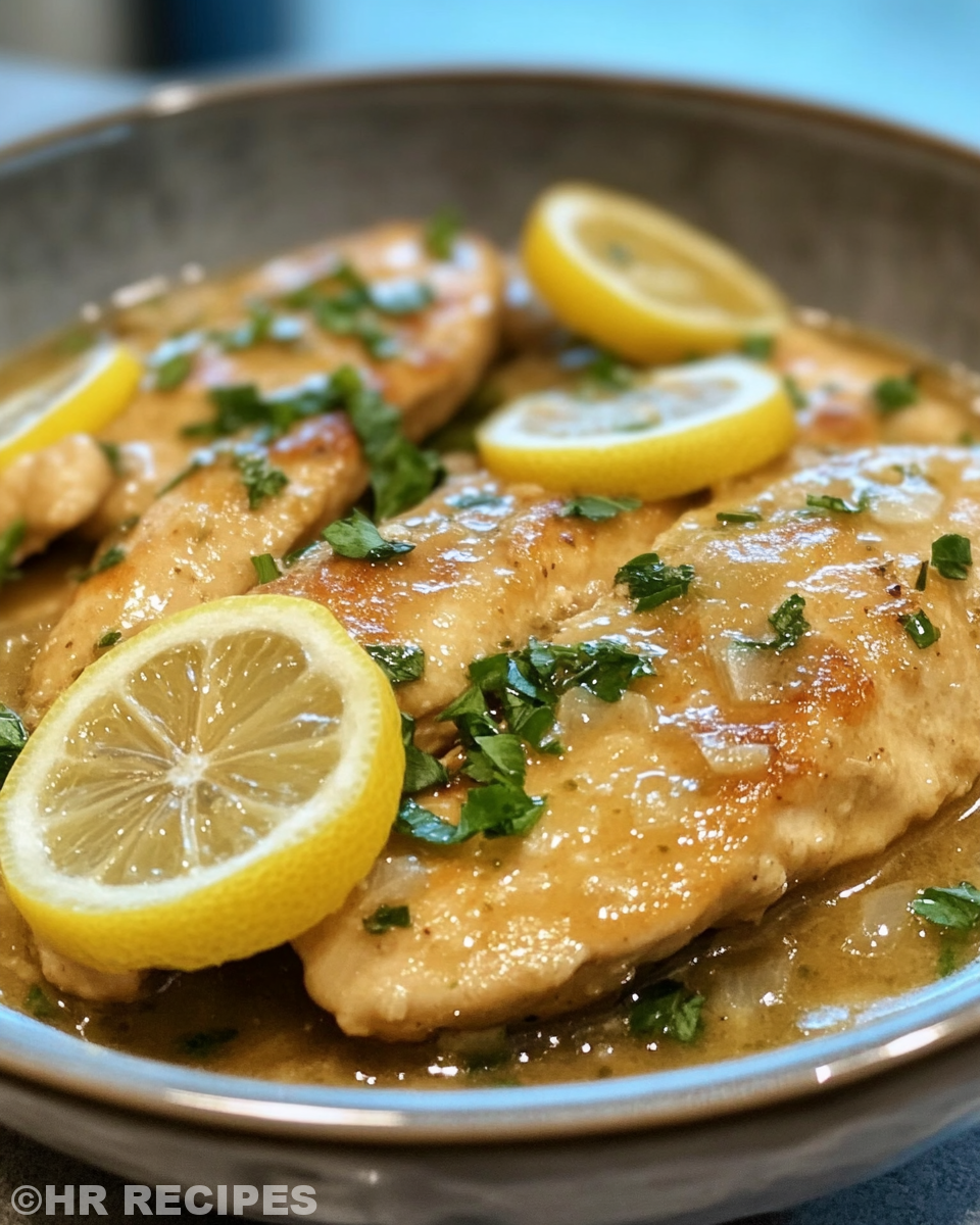 Slow cooker lemon chicken piccata in a crock pot with chicken breasts and creamy sauce