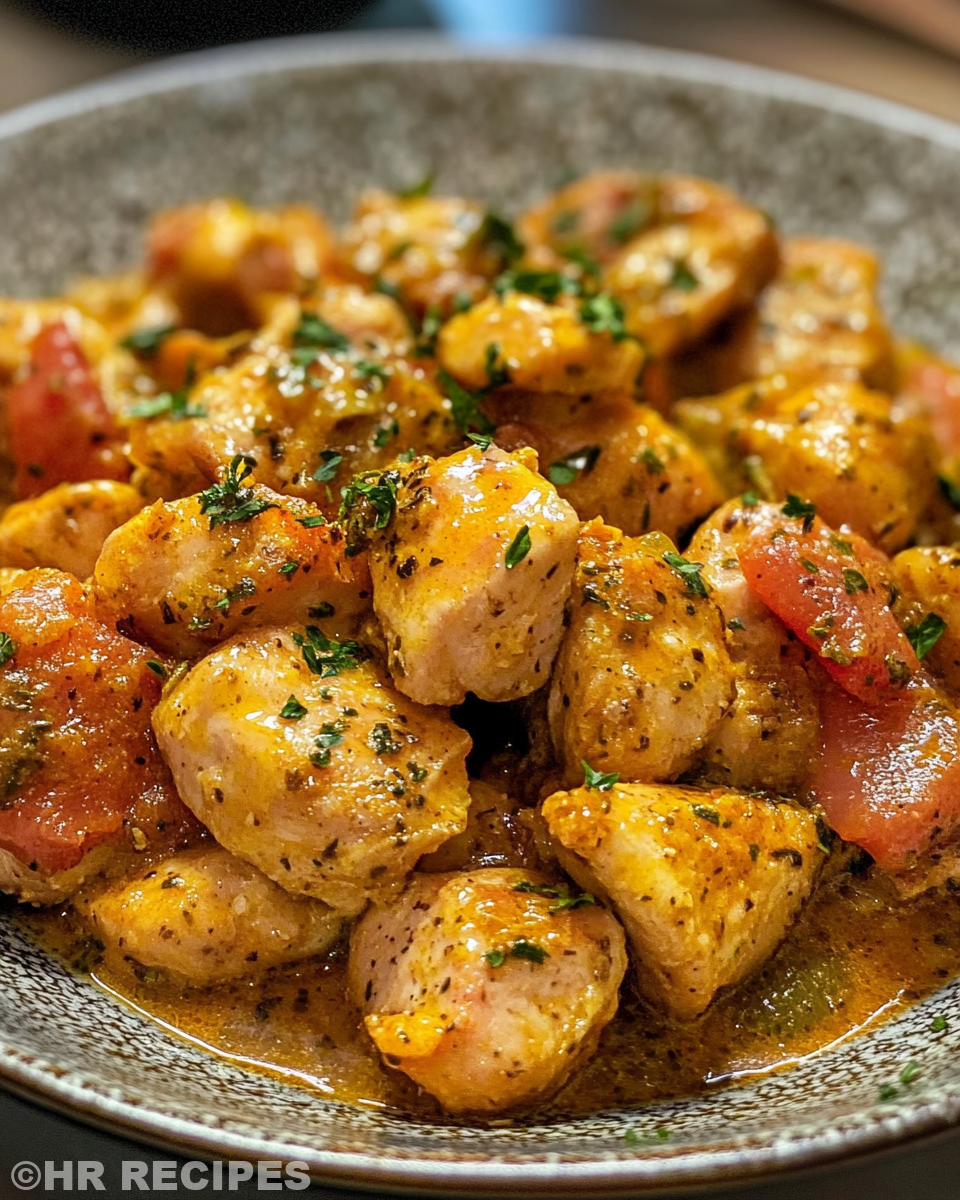 Finished Crockpot Marry Me Chicken garnished with parmesan and basil